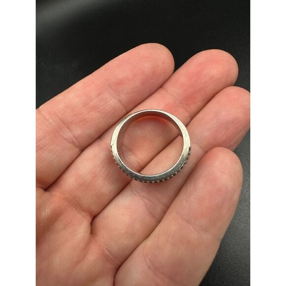 Vintage Synthetic Sapphire and CZ Diamond Ring - Sterling Silver - Picture 6 of 7